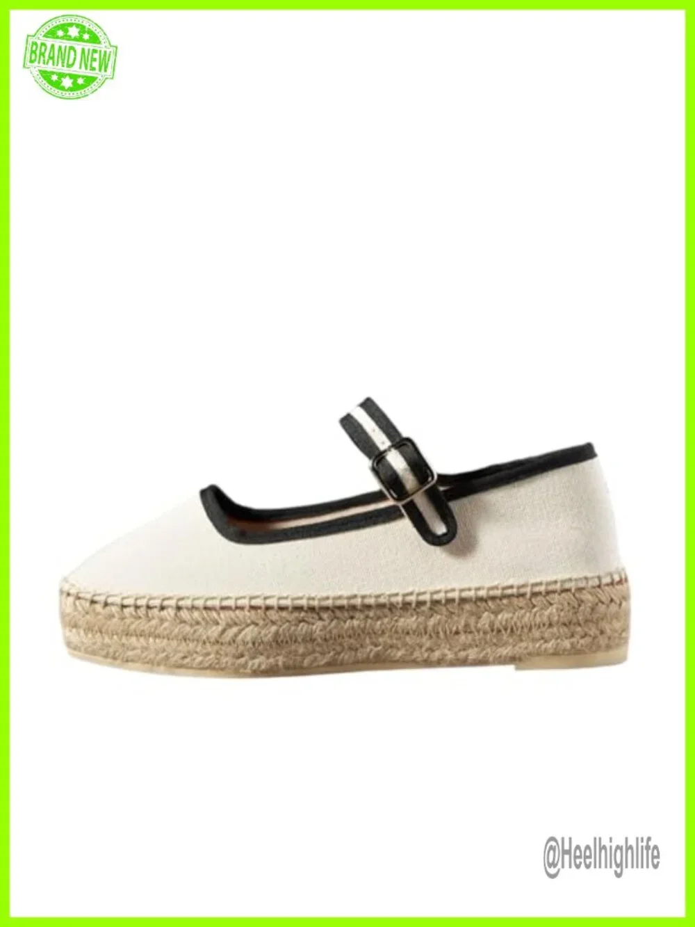 Women's Canvas Espadrille Flats Adjustable Buckle Mary Jane Platform
